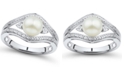 Macy's Cultured Freshwater Button Pearl (7mm) & Diamond Accent Ring in Sterling Silver